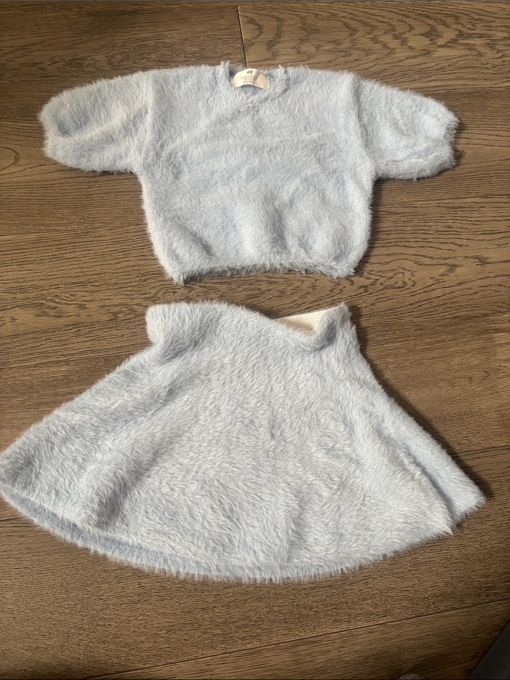 H&M Pale Blue Fuzzy Short-Sleeve Sweater